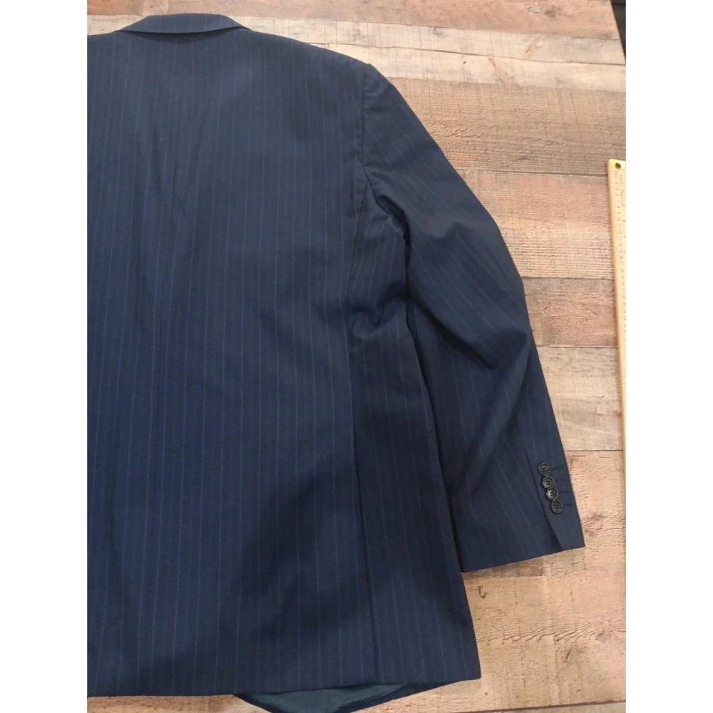 Ermenegildo‎ Zegna Saks Fifth Avenue Sport Coat Blazer Men 48 Navy Striped 2447